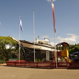 The restaurant at Lootholma, inside a moored sailboat.